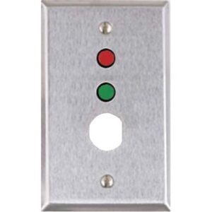 Alarm Controls RP-50 Remote Wall Plate with 3/4" "D" Hole for Ace Lock, 1/4" Red and Green LEDs, Single Gang, Stainless Steel