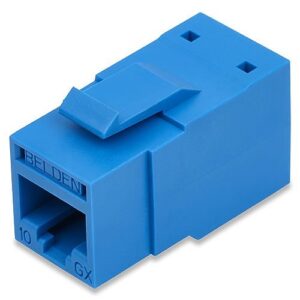 Belden RVAMJKUBL-S1 REVConnect CAT6A Modular Jack, T568 A/B, Single-Pack, Blue