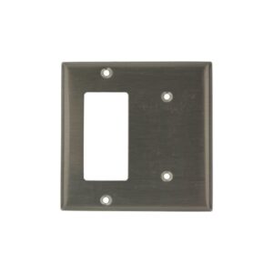 Leviton S1426-N SS Wallplate 2-Gang Blank/Decora Standard Size, Stainless Steel