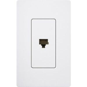 Lutron SC-PJ-SW Claro Satin Single Phone Jack, Snow