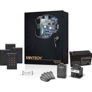 Kantech SK-CE403 EntraPass Corporate Ethernet-Ready Four-Door Controller Starter Kit, 14-Piece, (1) KT-400, (3) P325XSF, (1) P325KPXSF and Accessories