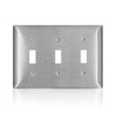 Leviton SL3 C-Series 3-Gang Standard Toggle Switch Wall Plate, Stainless Steel