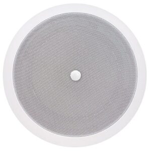 Speco SPG86TC 8" 70/25V Modern Grille In-Ceiling Speaker with Volume Control Knob, Off-White
