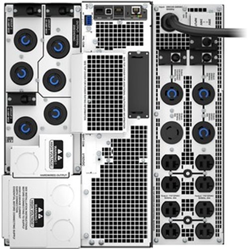 APC SRT8KXLT-5KTF Smart-UPS On-Line, kVA 8 kW, Tower, 208V, 8x 5-20R, 6x L6-20R, 2x L6-30R, 1x L14-30R NEMA, NMC+SmartSlot, with Transformer 208V to 120V, W/O Rail Kit