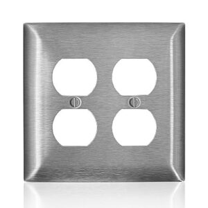 Leviton SSJ32-C40 2-Gang Mid-Size Duplex Wall Plate, Stainless Steel