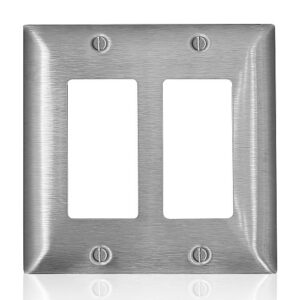 Leviton SSJ62-C40 SS 2 Gang Mid Size Decora Wall Plate