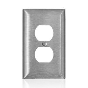 Leviton SSJ8-C40 1-Gang Midsize Duplex Wall Plate, Stainless Steel