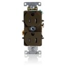 Leviton T5262 Brown 5-15R Duplex Tripping Receptacle, 2-Pole, 3-Wire, 15A-125V