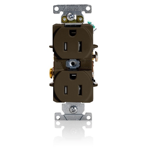 Leviton T5262 Brown 5-15R Duplex Tripping Receptacle, 2-Pole, 3-Wire, 15A-125V