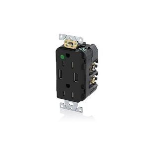 Leviton T5632-HGE Connectors, EB Combi Dup Rec/USB HG Charger, 15A125V