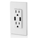 Leviton T5632-W Duplex Receptacle, USB, 15A/125V, Screw Terminal, Tamper