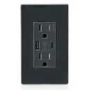 Leviton T5633-E 5.1A USB Type A/Type-C Wall Outlet Charger with 15A Tamper-Resistant Outlet, Black