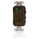 Leviton T5633-HG Combination Duplex Receptacle with A-C USB Charger, 15A, 125V, Brown