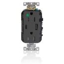 Leviton T5633-HGE Connectors, High-Grade Duplex USB Charger, 15A 125V, Charcoal