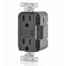 Leviton T5635-E Power Plug, 15A TR Receptacle with USB Type CC Charging Capability
