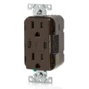 Leviton T5637-B 15A Tamper-Resistant Receptacle with USB Type C for Non-PD Charging, Brown