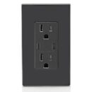 Leviton T5637-E Power Plug, 15A TR Receptacle with USB Type NO and USB Type Non-PD Charge