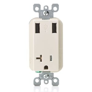 Leviton T5830-T Lighted Combination Receptacle with USB Charger