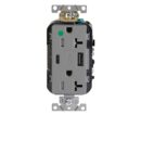 Leviton T5833-HGG Combination Duplex Heavy Duty Receptacle with A-C USB Charger, 20A 125V, Gray