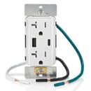 Leviton T5834-W 20A Tamper-Resistant Receptacle with USB Type A/C for 60W Charging, White