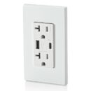 Leviton T5834-W 20A Tamper-Resistant Receptacle with USB Type A/C for 60W Charging, White