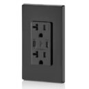 Leviton T5835-E USB Type-C Charger Receptacle, 20A Tamper-Resistant, Black