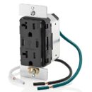 Leviton T5836-E 20A TR Receptacle with USB Type High Power Charging, Connectors