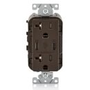 Leviton T5837-B 20A Tamper-Resistant Receptacle with USB Type C for Non-PD Charging, Black