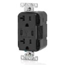 Leviton T5837-E 20A Tamper-Resistant Receptacle with USB Type C for Non-PD Charging, White