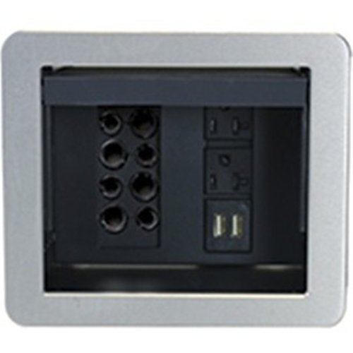 Wiremold TB672AUALF InteGreat A/V Table Box with USB, Filed Wired, Aluminum