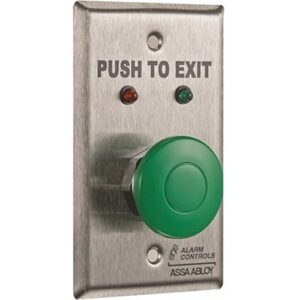 Alarm Controls TS-1 Request to Exit Station, 1/2" Green Push Button, 1/4" Red and Green LED, 430 Stainless Steel