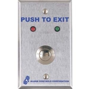 Alarm Controls TS-10302 Vandal Resistant Request-to-Exit Station, Red and Green LED, Weatherproof, Single Gang, 430 Stainless Steel