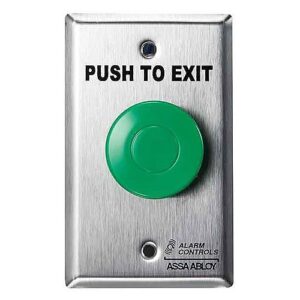 Alarm Controls TS-14302 Request to Exit Button with Pneumatic Timer, 1-1/2" Green Push Button, Weather Resistant Plate, Single Gang, 430 Stainless Steel