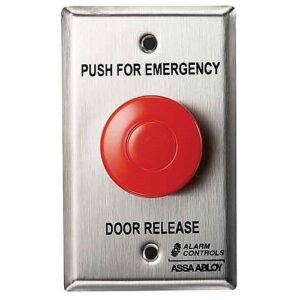 Alarm Controls TS-32 Latching Panic Station with 1-1/2" Red Push Button, Weather Resistant, Single Gang