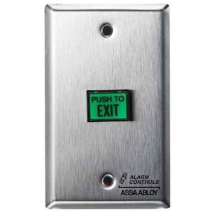 Alarm Controls TS-7 Request to Exit Station, 5/8" 7/8" Green Rectangular Push Button, Single Gang, 430 Stainless Steel