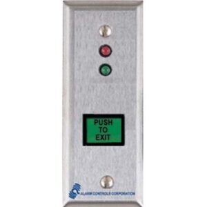 Alarm Controls TS-8 Request-to-Exit Station with LEDs on Narrow 1-3/4" Plate, 302 Stainless Steel