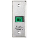 Alarm Controls TS-9T Request to Exit Station with Timed Output, Switch Mounted on Narrow 1-3/4" Wall Plate, 5/8" 7/8" Rectangular Push Button, 302 Stainless Steel