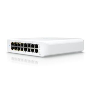 Ubiquiti USW-LITE-16-POE 16-Port Lite 8 PoE Layer 2 Switch, White