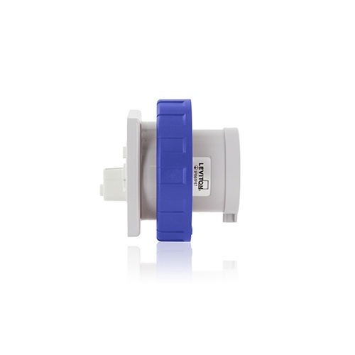 Leviton W432-B9 International Pin and Sleeve Inlet, 4-Pole, 5-Wire, 32A, 208-250V, Blue