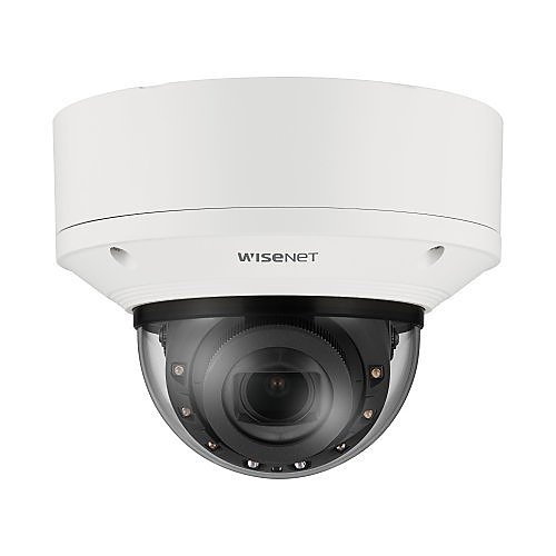 Hanwha XND-8083RV/KEX Series 6MP AI Indoor IR Vandal Dome IP Camera, 4.4-9.3mm Motorized Varifocal Lens, White, TAA Compliant