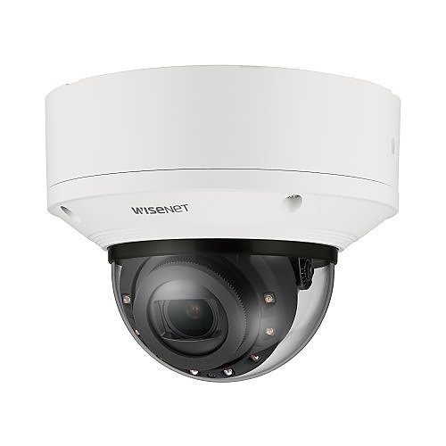 Hanwha XND-8083RV/KEX Series 6MP AI Indoor IR Vandal Dome IP Camera, 4.4-9.3mm Motorized Varifocal Lens, White, TAA Compliant