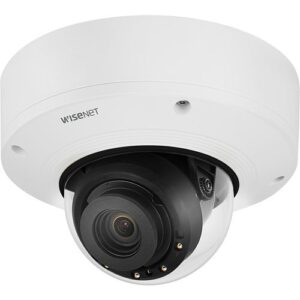 Hanwha XNV-8081RE X-Series 5MP IR Outdoor Vandal Dome Camera with PoE Extender, 3.6-9.4mm Varifocal Lens, White