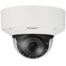 Hanwha XNV-C8083R Series 6MP Outdoor IR Vandal Dome IP Camera, 4.4-9.3mm Motorized Varifocal Lens, White