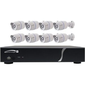 Speco ZIPT88B2 HD-TVI 8 Channel DVR, 2TB with 8 X 1080p Outdoor IR Bullet Cameras, White