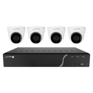 Speco ZIPWL4D1 4-Channel Plug-and-Play Wall Mount NVR Surveillance Kit with (4) Outdoor IR Turret Cameras, 2.8mm Fixed Lens