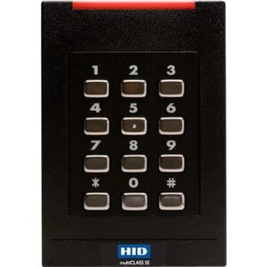 HID 921PMNNEKEA06A multiCLASS SE RPK40 Smart Keypad Reader, 125 kHz HID Prox, AWID and EM4102, 13.56 MHz HID Mobile Access IDs via NFC and Bluetooth, Wiegand, Pigtail, Mobile-Enabled, LED Red, 8-BIT