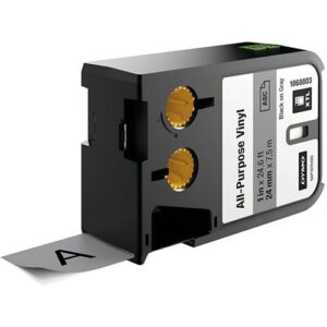 DYMO 1868803 XTL Gray Vinyl Tape, Black Text, 1"