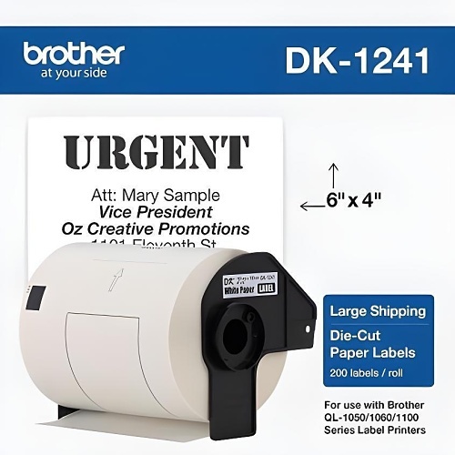 Brother DK1241 4 x 6 Shipping Paper Labels, 2-Pack