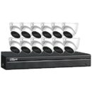 Dahua N464L124A Lite-Series E-VU Security System, (1)N42C3P4 16-Channel 4TB NVR, Black (12)N41CJ02 4MP Turret IP Cameras, White