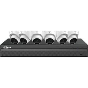 Dahua N488L64A Lite-Series E-VI Security System, 7-Piece, (6) N81CJ02 8MP Fixed Turret IP Cameras, White (1) N42C2P4 8-Channel NVR, 4TB HDD, Black (Replaces N588D63S)